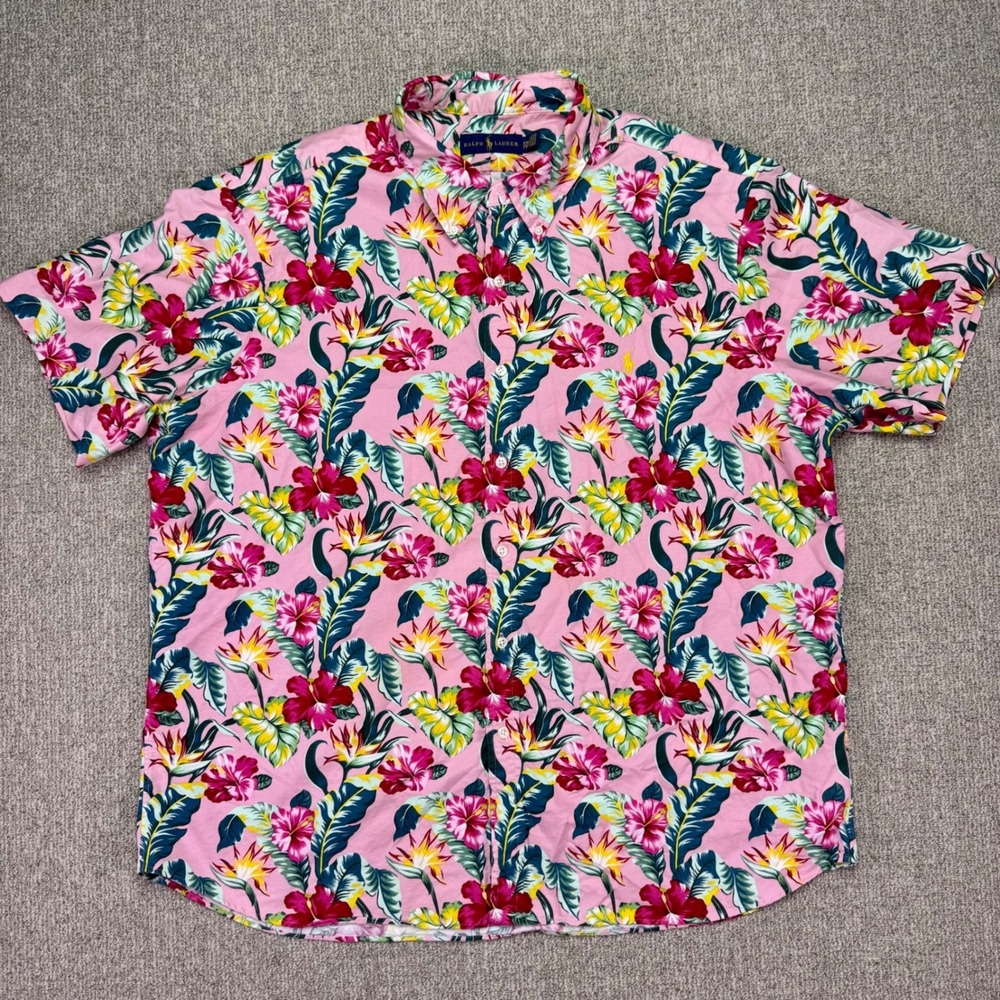 Ralph Lauren Pink Tropical Floral Button Down Shirt Mens Size 2XL NWOT